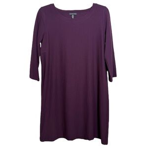 Eileen Fisher 3/4 Sleeve Mini Dress Size Small Purple System